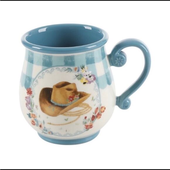 The Pioneer Woman set of 4 - 16 ounce Gingham latte Mugs -Cow- Chicken -Hat Boot - Picture 5 of 6